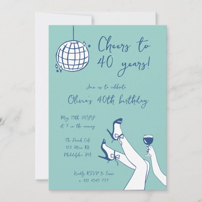 Convite de aniversário desenhado à mão (Frente)