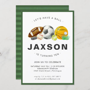 Convite de aniversário desportivo