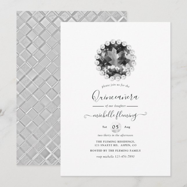 Convite de aniversário Diamond Mardi Gras (Frente/Verso)