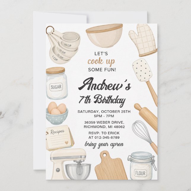 Convite de Aniversário Digital para Cozinha de Che (Frente)