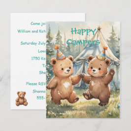 Convite de Aniversário Digital Urso Gêmeo