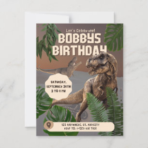 Convite de Aniversário Diniossauro Realista