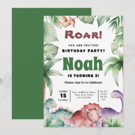 Convite de aniversário Dino