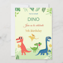Convite de aniversário Dino
