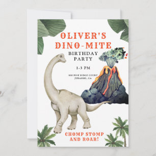 Convite de aniversário Dino-mite do Dinossaur