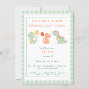 Convite de Aniversário Dino-Mite – Rugir, Pisotear