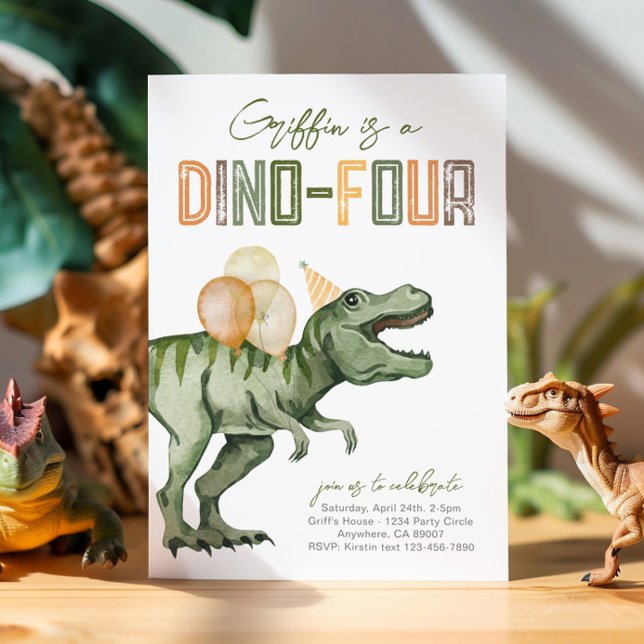 Convite de aniversário Dino-Quatro (Criador carregado)