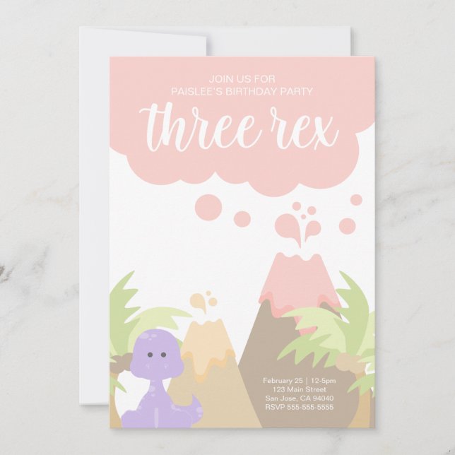 Convite de aniversário Dinossauro (Frente)
