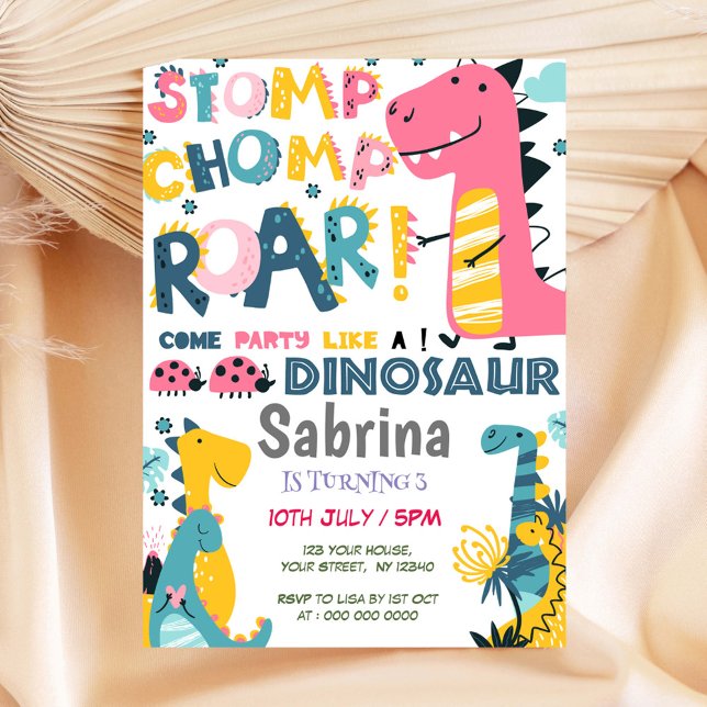 Convite de aniversário Dinossauro (Criador carregado)