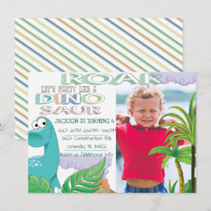 Convite de aniversário Dinossauro Bonito