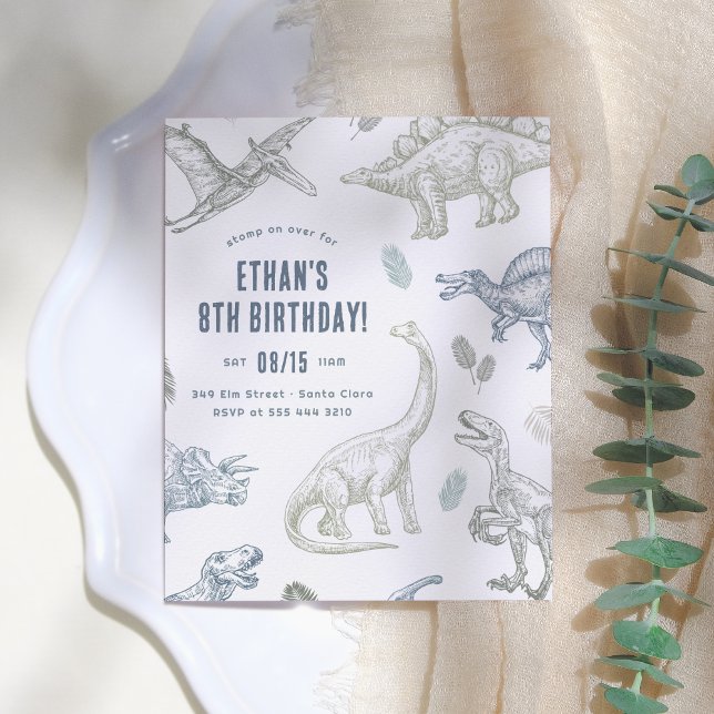 Convite de aniversário Dinossauro de Orçamento (Criador carregado)