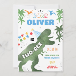 Convite de aniversário Dinossauro Dois Rex
