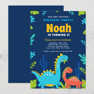 Convite de aniversário Dinossauro Engraçado