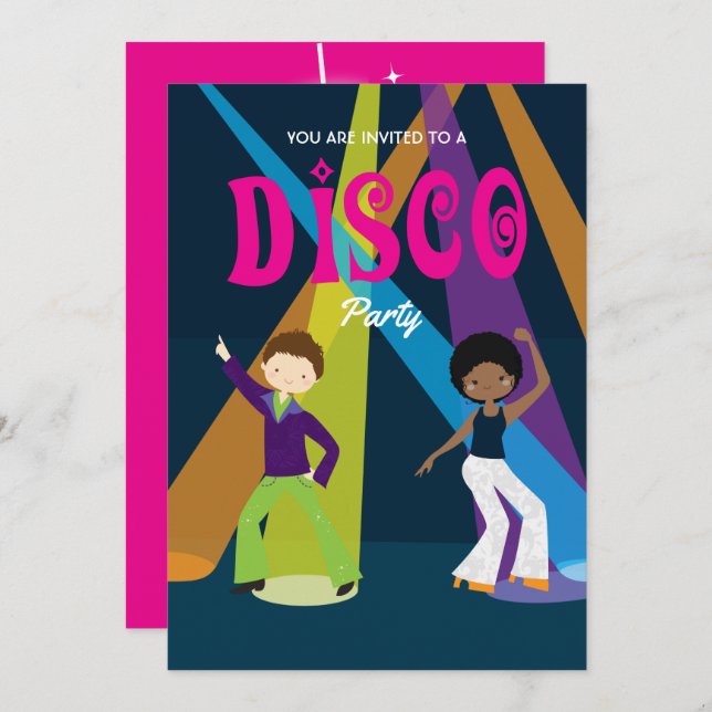 Convite de aniversário Disco (Frente/Verso)