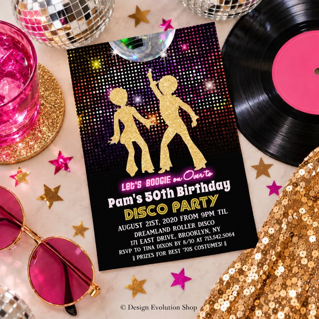 Convite de Aniversário Disco para Qualquer Idade (Criador carregado)