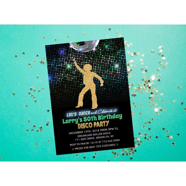 Convite de Aniversário Disco para Qualquer Idade (Criador carregado)