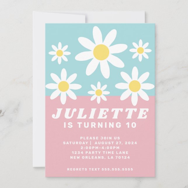 Convite de aniversário Diversão Daisy (Frente)