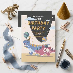 Convite de Aniversário Divertido de Dinossauro que