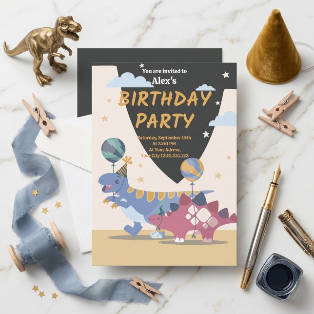 Convite de Aniversário Divertido de Dinossauro que (Roar-Some Dinosaur Birthday Party Invitation 
)