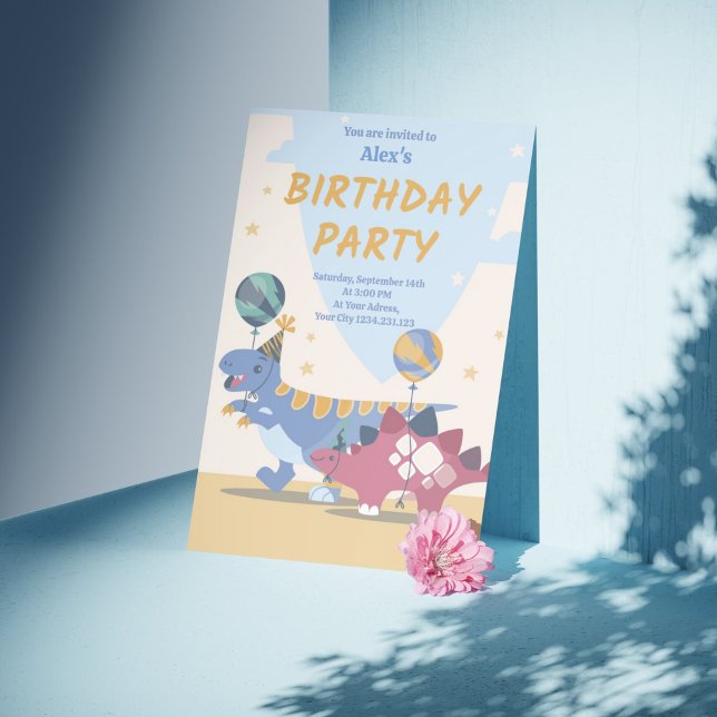Convite de Aniversário Divertido de Dinossauro que (Roar-some Dino Party Invitations! Fun & Customizable Templates)