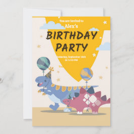 Convite de Aniversário Divertido de Dinossauro Roa