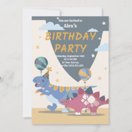 Convite de Aniversário Divertido de Dinossauro Roa