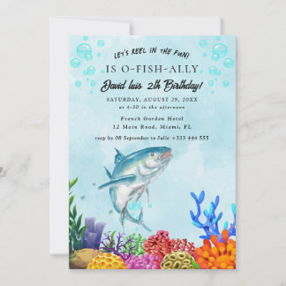 Convite de Aniversário Divertido de Pesca