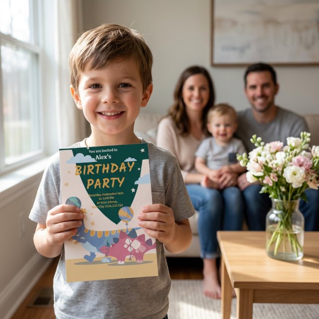 Convite de Aniversário Divertido para uma Festa de (Roar-Some Dinosaur Birthday Party Invitation Fun Script Design)