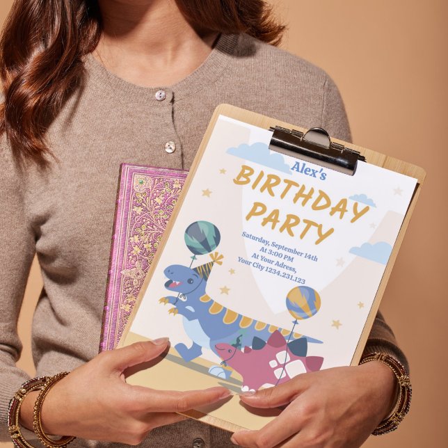 Convite de Aniversário Divertido para uma Festa de (Roar-some Dino Party Invitations! Fun & Customizable Templates)