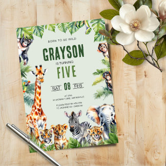 Convite de Aniversário do 5 Safari Selgle