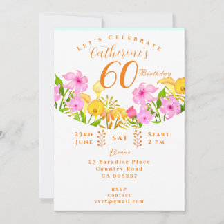 Convite de Aniversário do 60º Jardim Floral