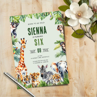 Convite de Aniversário do 6 Safari Selgle