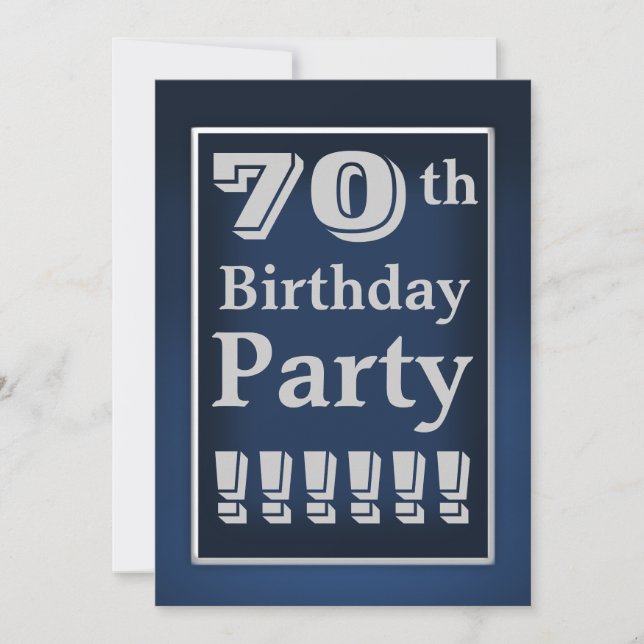 Convite de aniversário do 70 dos azuis marinhos e (Frente)