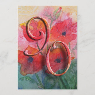 convite de aniversário do 90 - papoilas