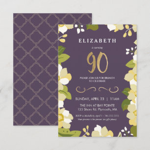 Convite de Aniversário do 90, Personalizar Floral