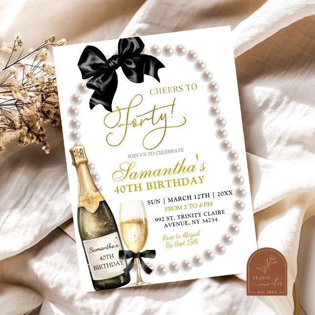 Convite de Aniversário do Adulto Arco Preto Coquet (Criador carregado)