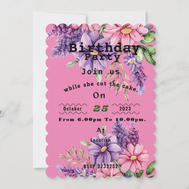 Convite de aniversário do amante da Flor (Frente)