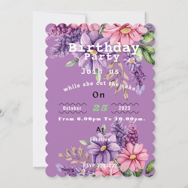 Convite de aniversário do amante da Flor (Frente)