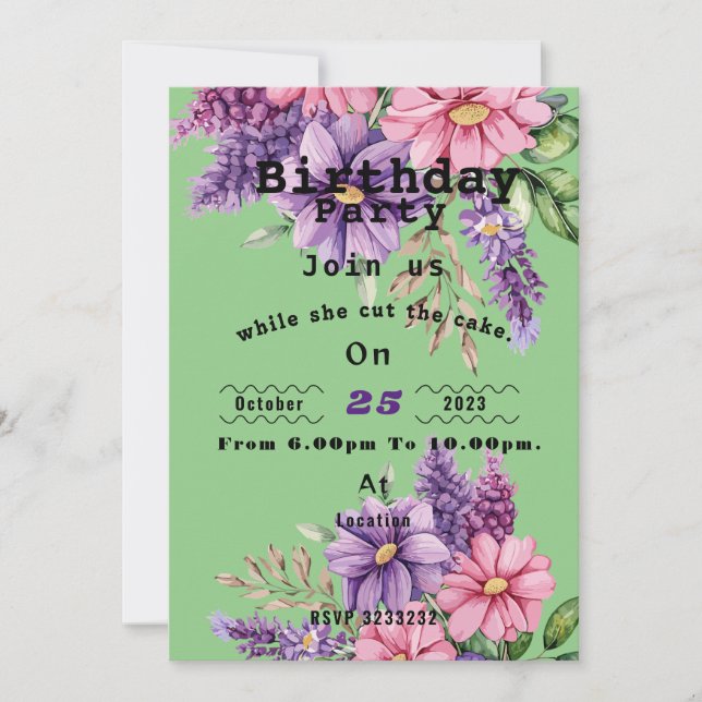 Convite de aniversário do amante da Flor (Frente)
