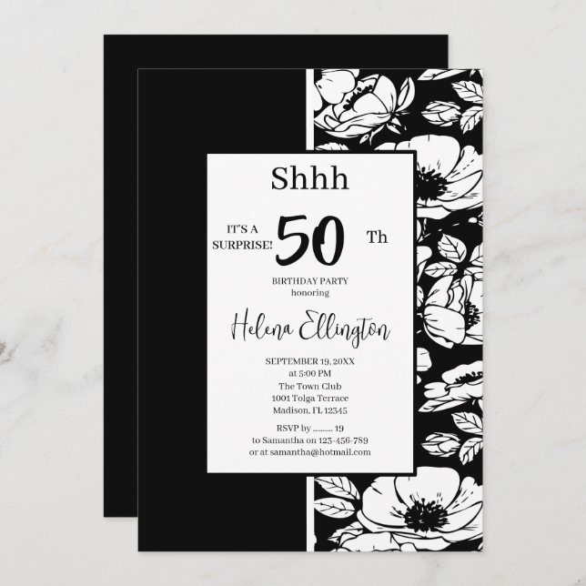 Convite de Aniversário do Anemone Negro (Frente/Verso)