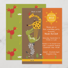 Convite de aniversário do animal da selva do