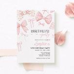 Convite de Aniversário do Arco Coquette Rosa<br><div class="desc">Convite de aniversário com arco de coquete rosa-d'água.</div>