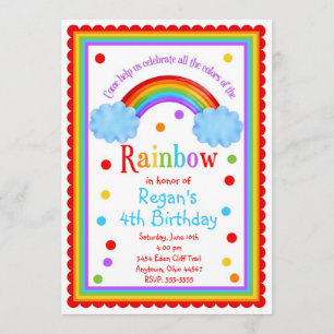 Convite de aniversário do arco-íris
