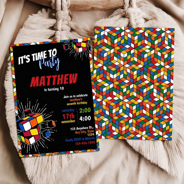 Convite de aniversário do arco-íris de Rubik (Criador carregado)