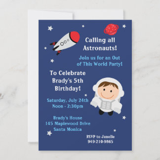 Convite de aniversário do astronauta