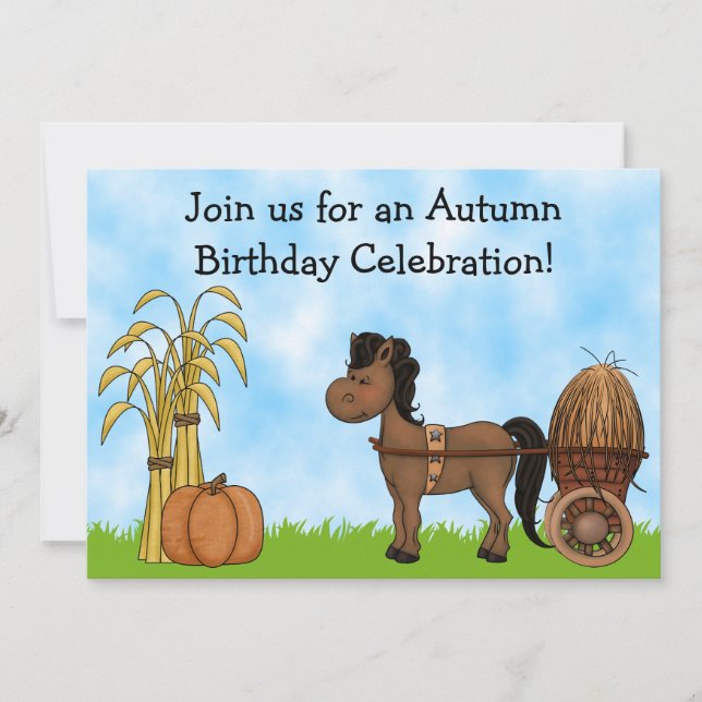 Convite de Aniversário do Autumn Pony - Meninos (Frente)