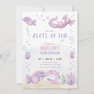 Convite de Aniversário do Axolotl Roxo