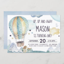 Convite de Aniversário do Balão de Ar Quente