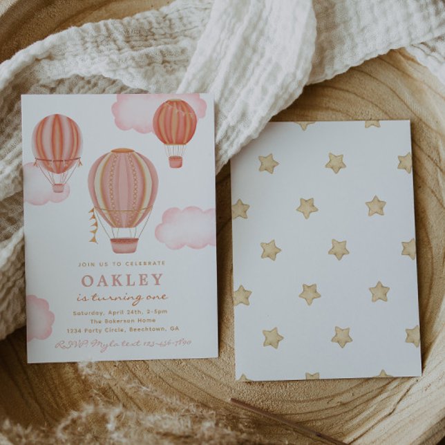 Convite de Aniversário do Balão de Ar Quente (Criador carregado)