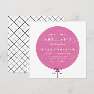 Convite de aniversário do balão - Fuchsia